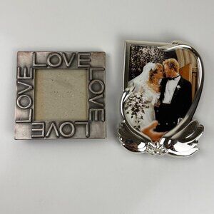 Set Of 2 Rogers‎ & Glory Land Silver Plate/Tone VTG Picture Frames Love Wedding